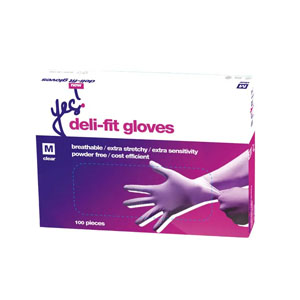 Deli Fit Gloves - Clear PF - Size Medium - Pack of 100